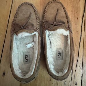 UGG Tan Suede Slippers with Plush Lining